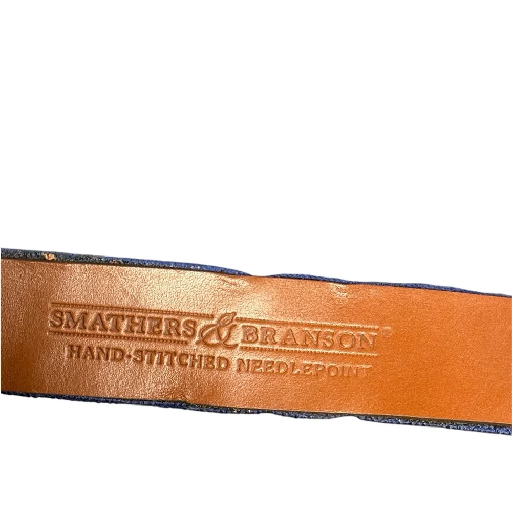 NWT! Smathers & Branson Needlepoint Cross Clubs Cotton and Leather Belt Golf